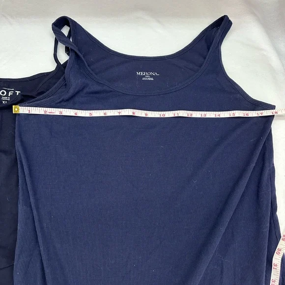 Bundle of 3 blue camis/tanks. Base layers. Gap, Loft, Merona brands. - Picture 2 of 4